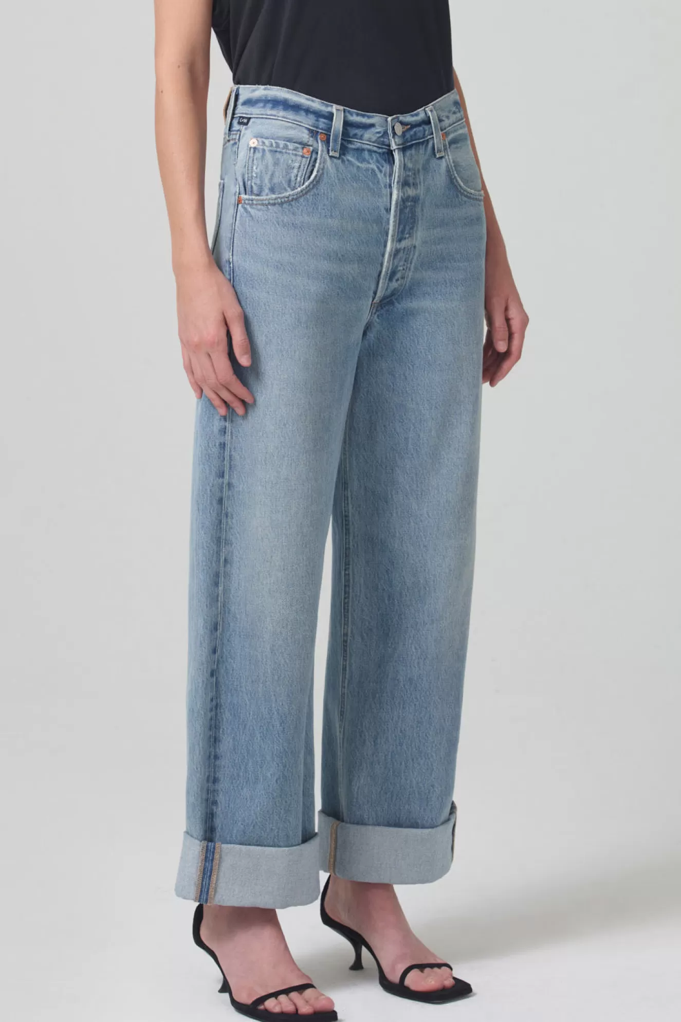 Cheap Ayla Baggy Cuffed Crop Denim