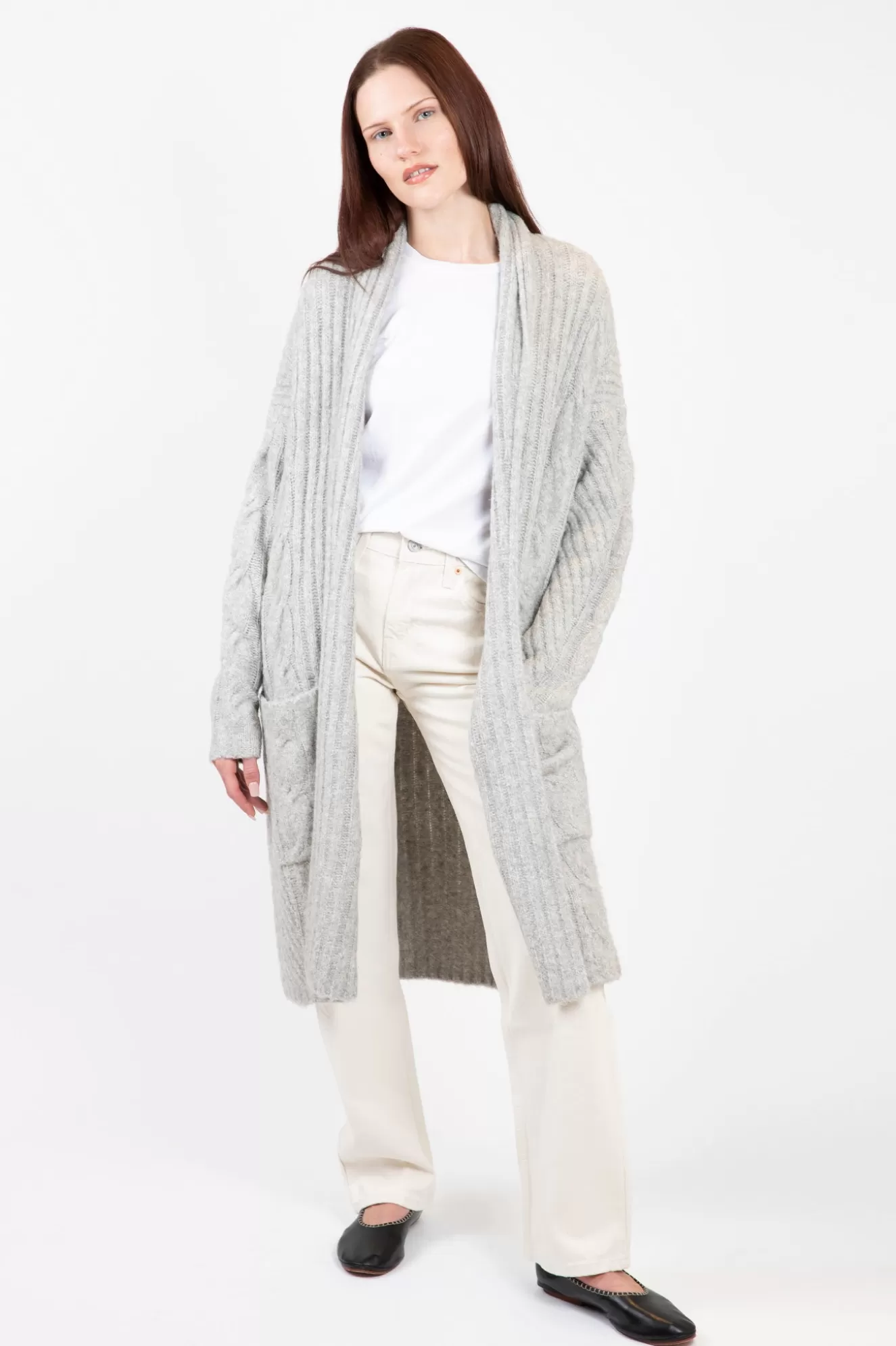 Outlet Birch Long Cable Cardigan Sweaters & Knits