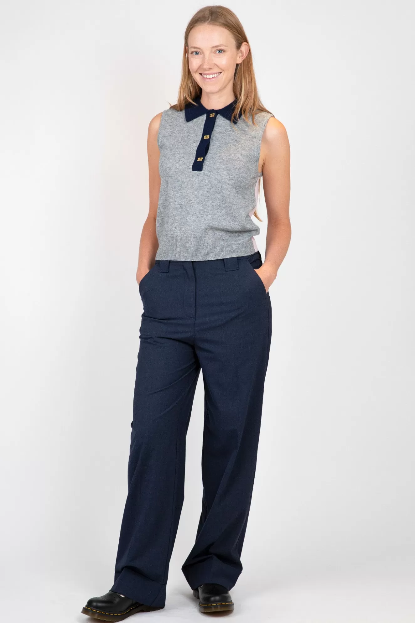 Cheap Blue Drapey Melange Trousers Pants