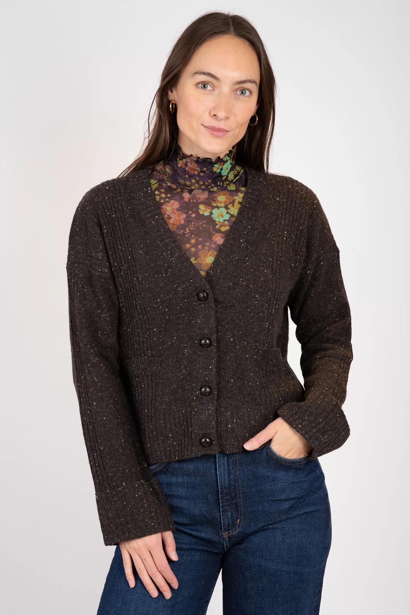 Sale Boxy Cuffed V-Neck Cardigan Sweaters & Knits