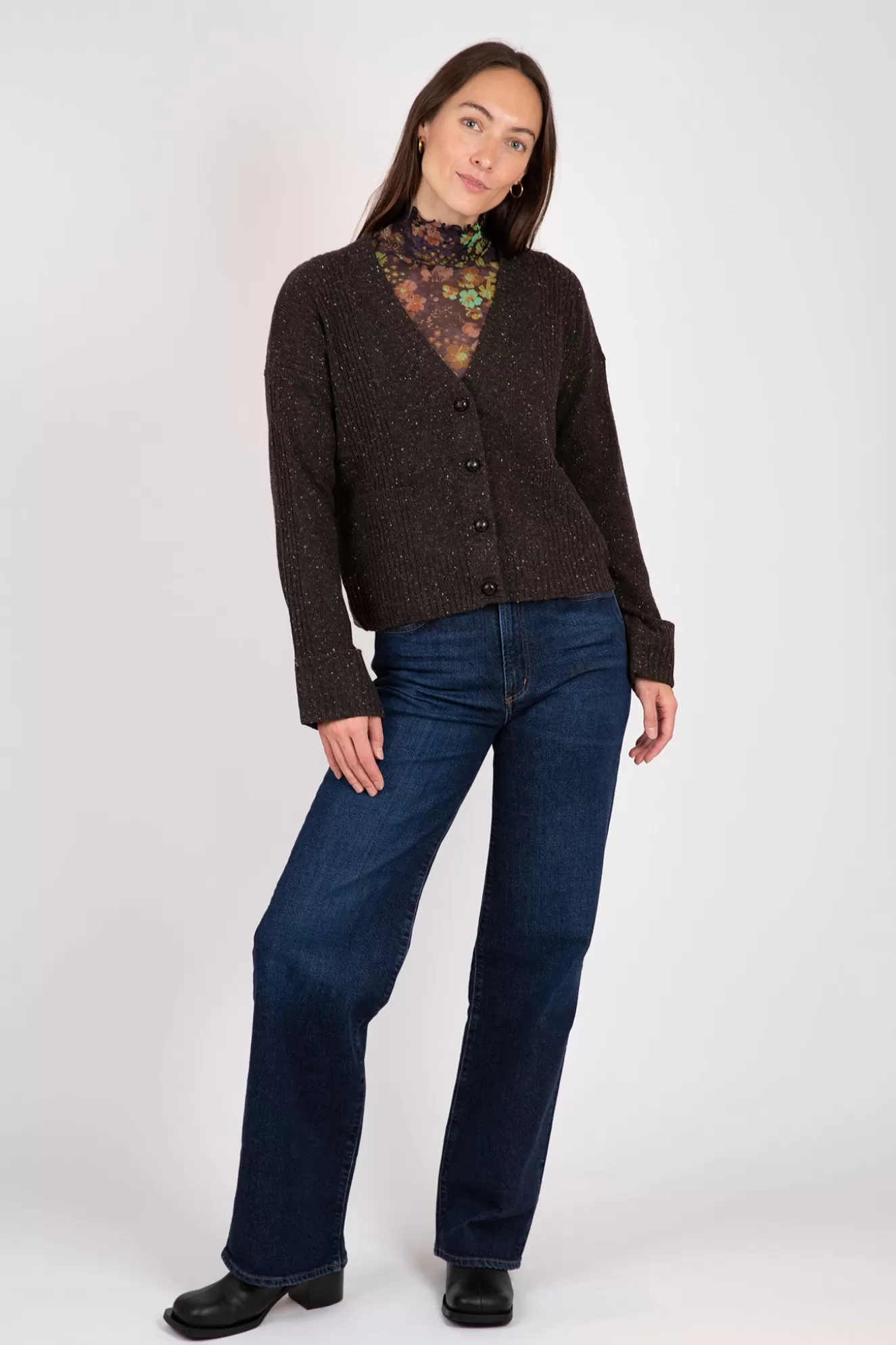 Sale Boxy Cuffed V-Neck Cardigan Sweaters & Knits