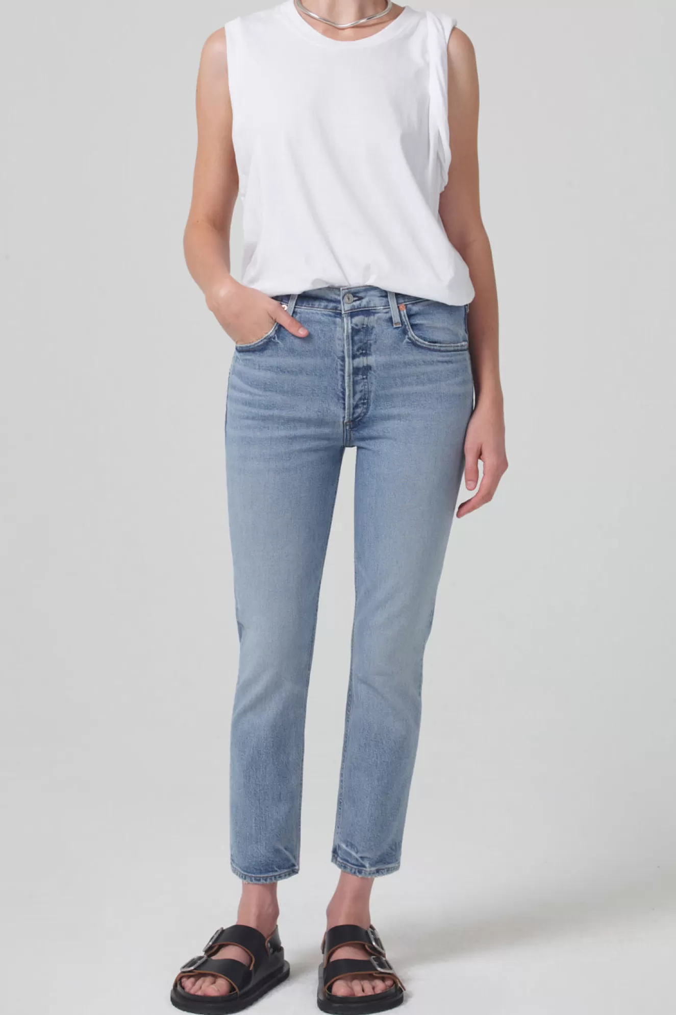 Flash Sale Charlotte High Rise Crop Straight Denim