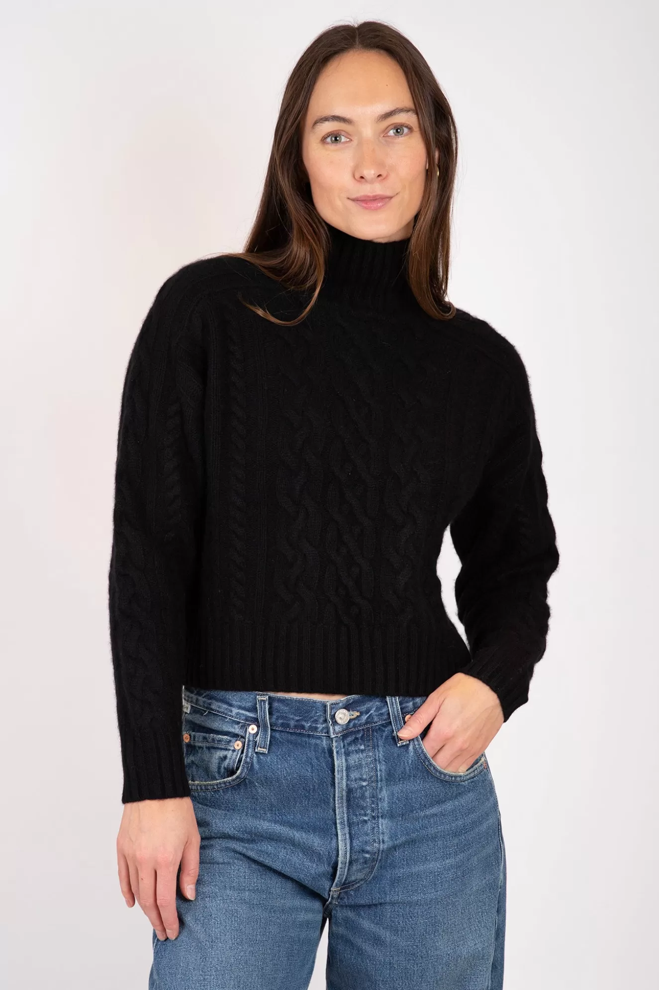 Best Sale Cropped Cable Mockneck Sweaters & Knits