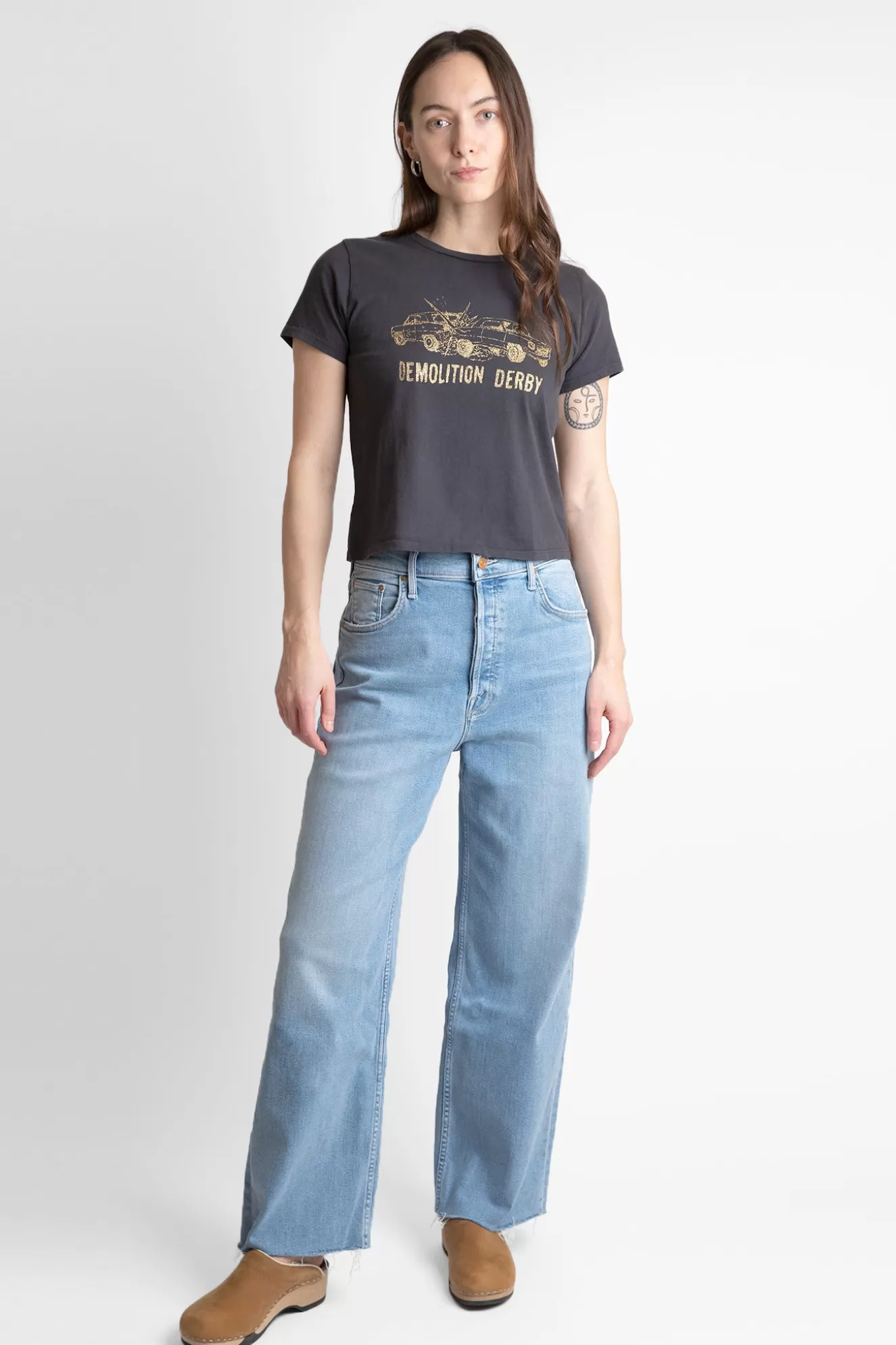 Outlet High Waisted Spinner Ankle Fray Denim