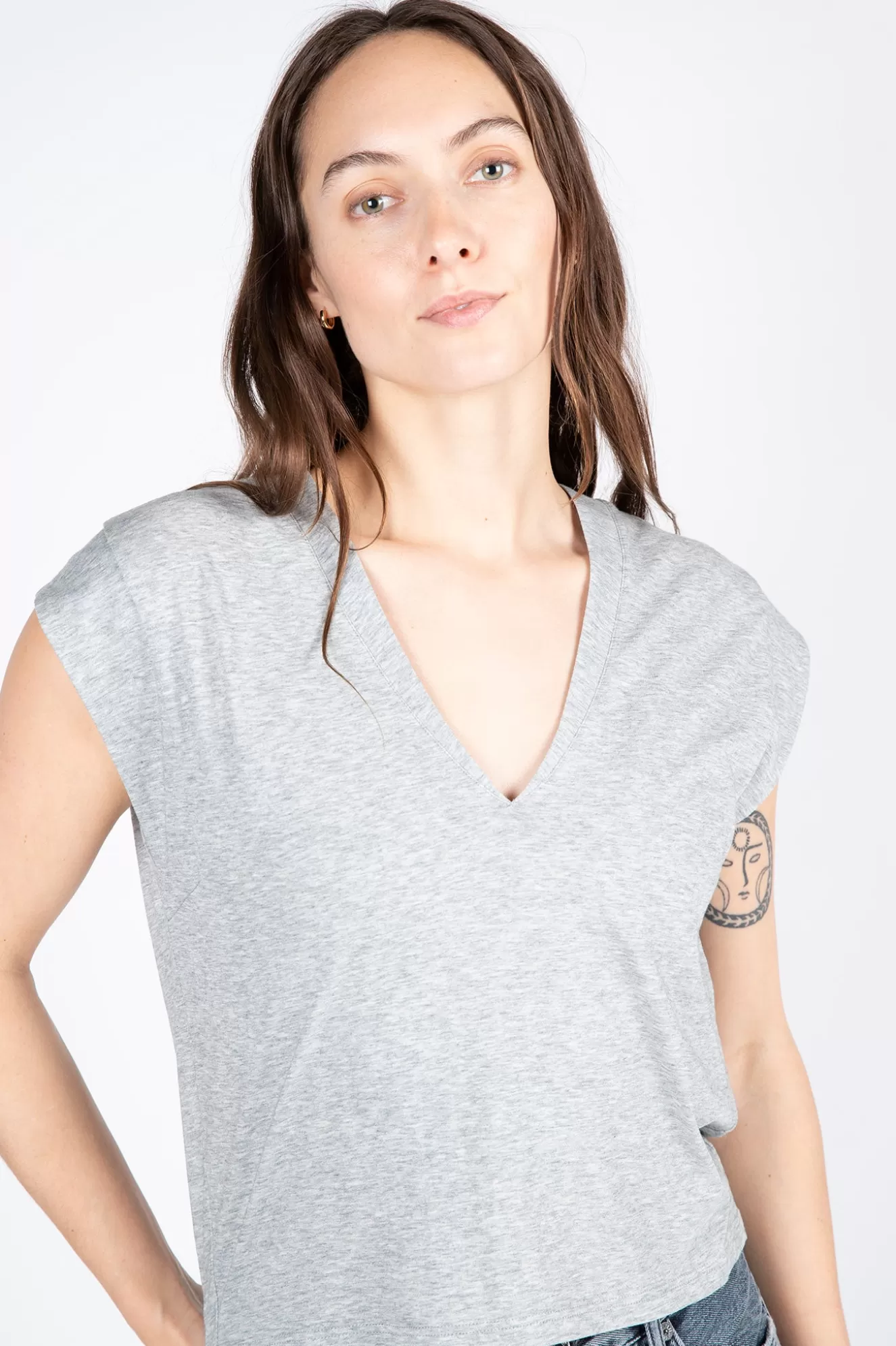 Best Sale Le High Rise V Neck Tee T-Shirts