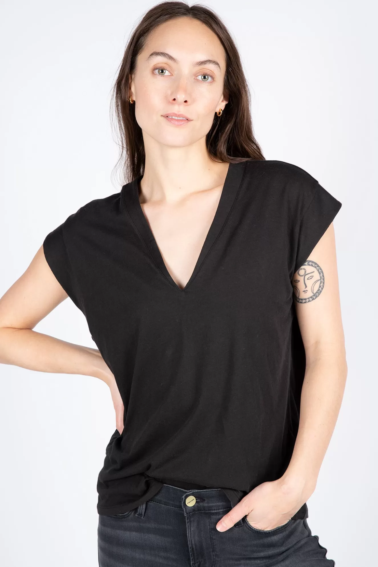 Shop Le Mid Rise V Neck Tee T-Shirts