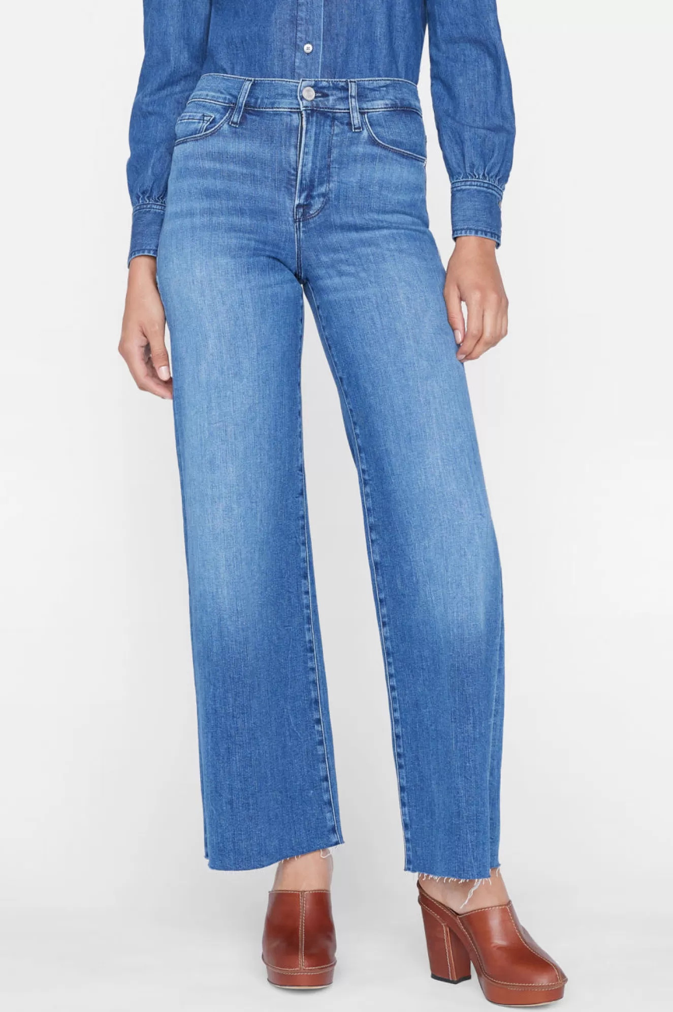 Cheap Le Slim Palazzo Raw Denim