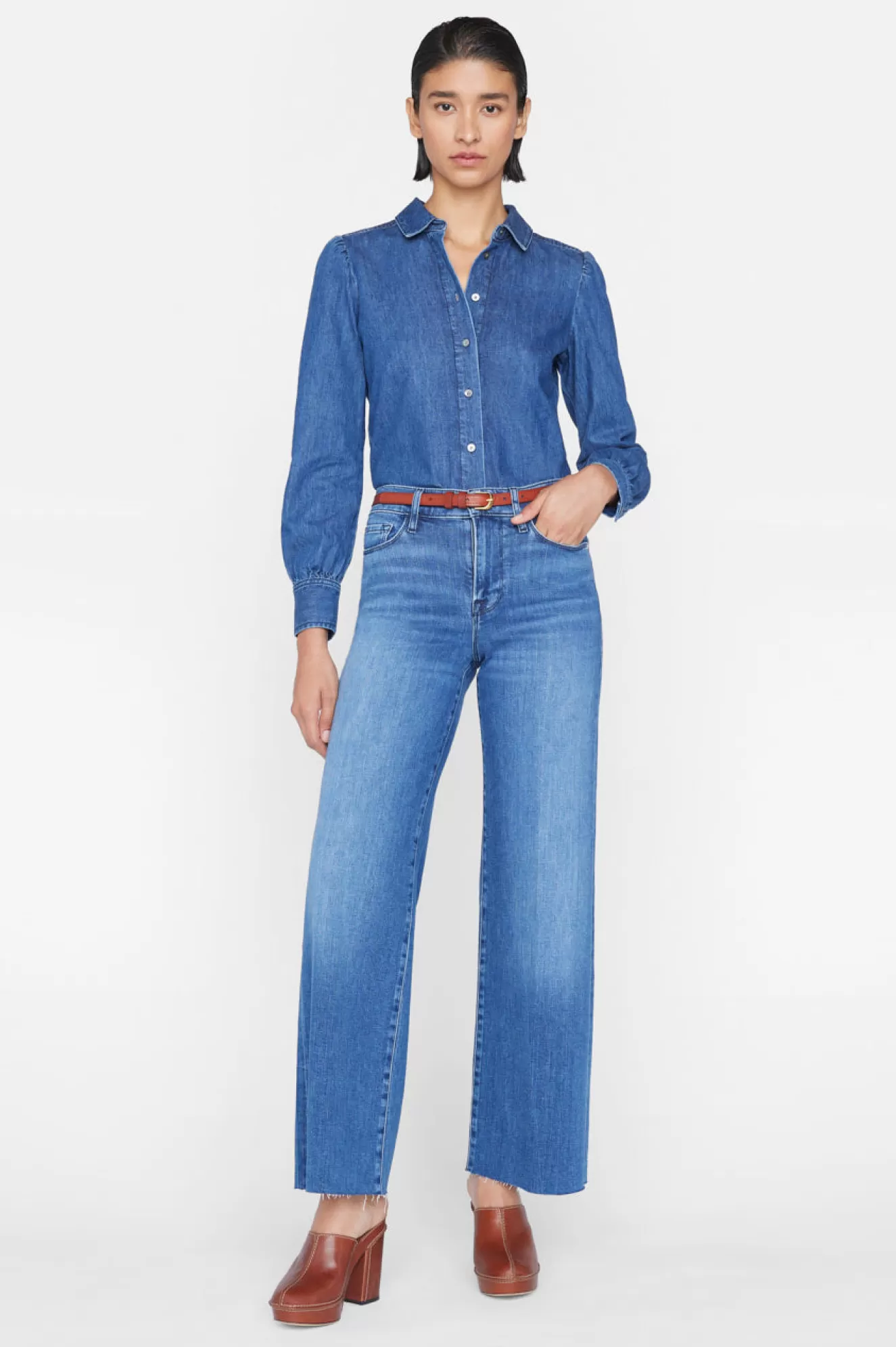 Cheap Le Slim Palazzo Raw Denim