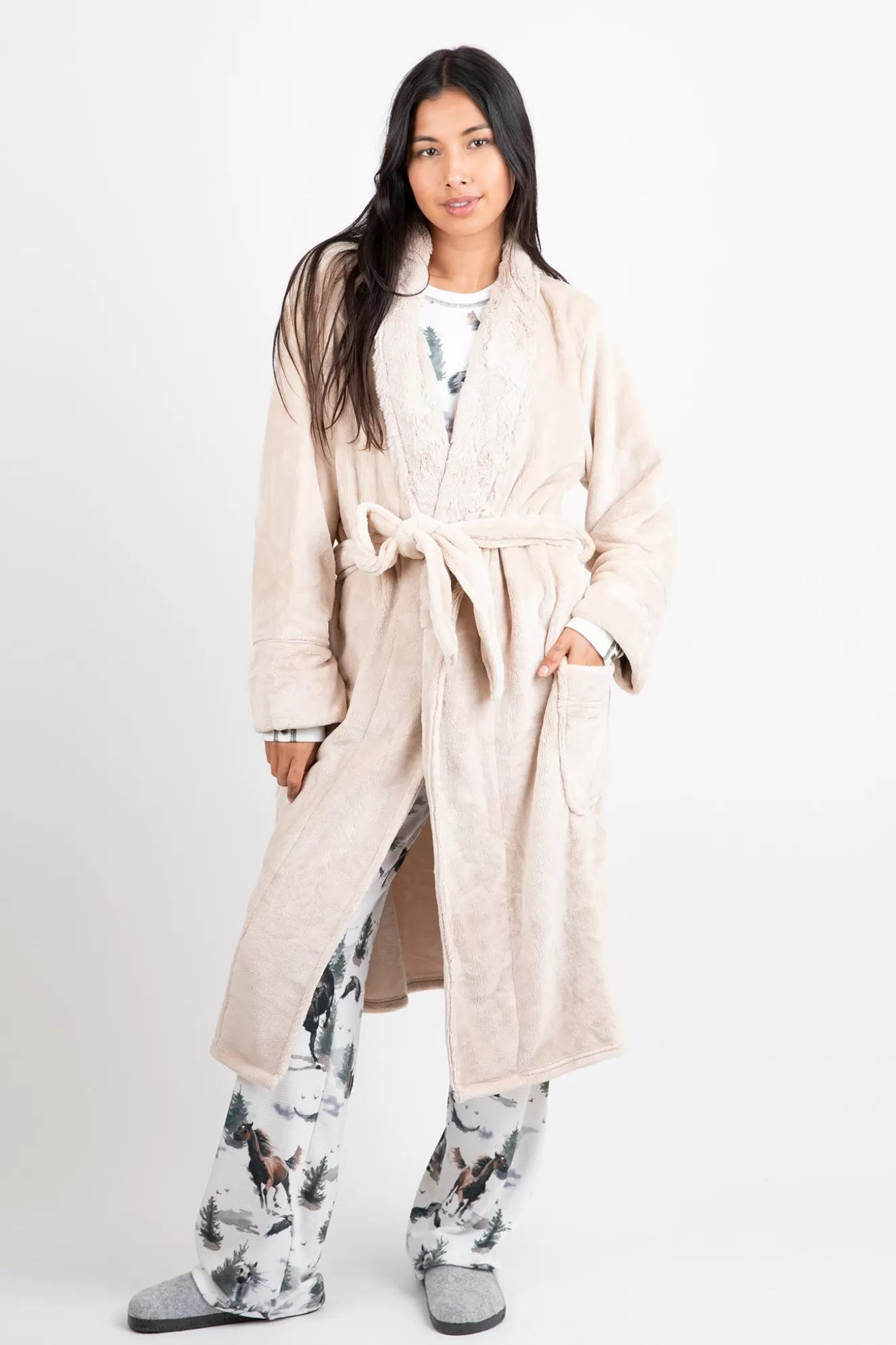 Cheap Luxe Plush Robe Sleepwear