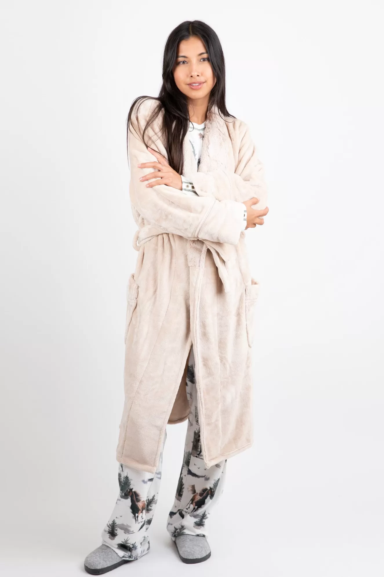 Cheap Luxe Plush Robe Sleepwear