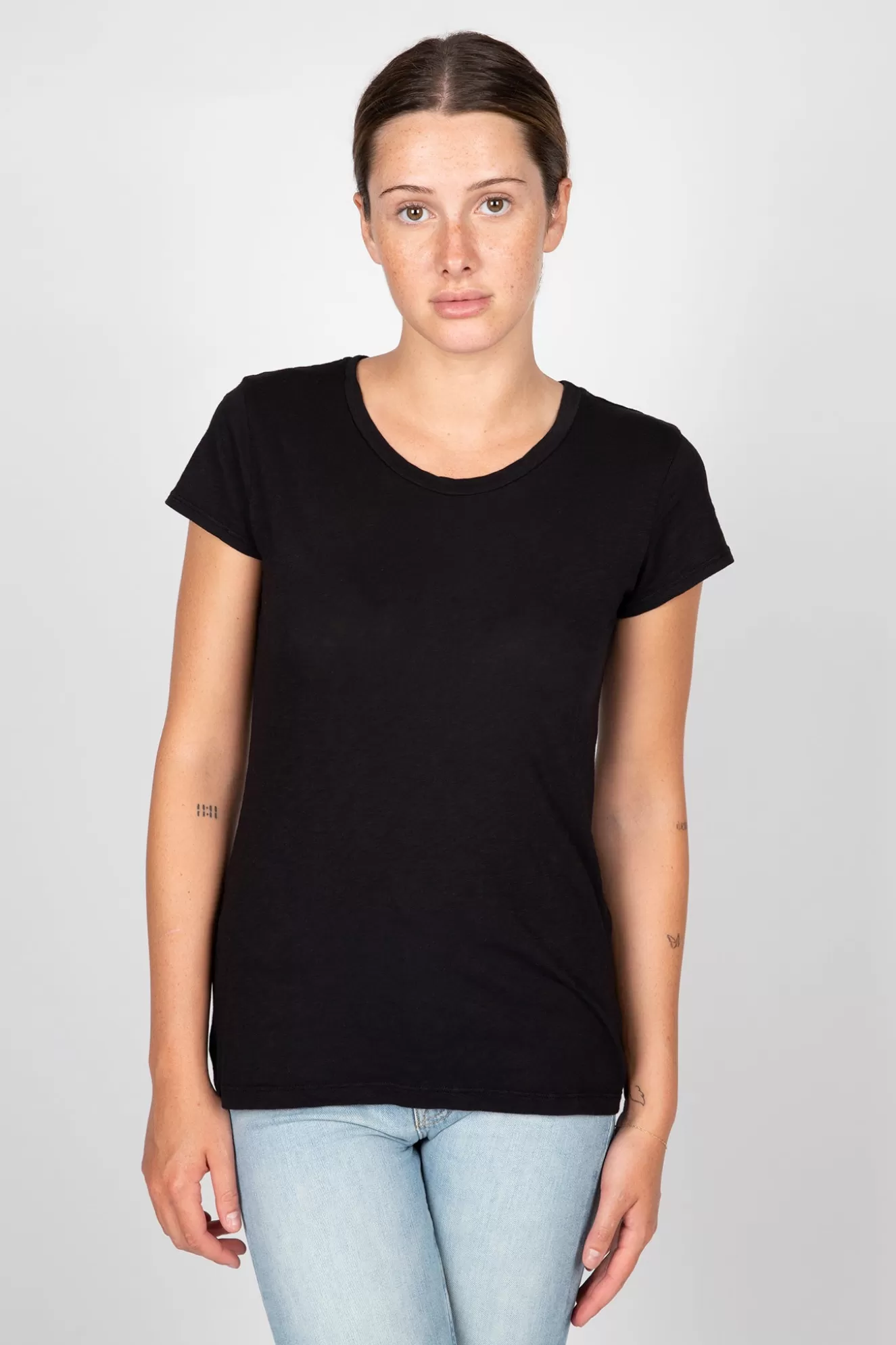 Fashion Odelia Cotton Slub Crew Neck Tee T-Shirts