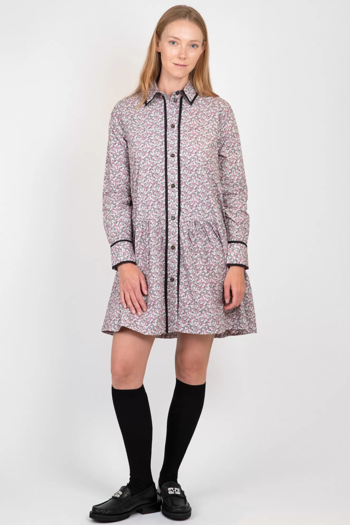 Outlet Printed Cotton Mini Shirt Dress Skirts & Dresses