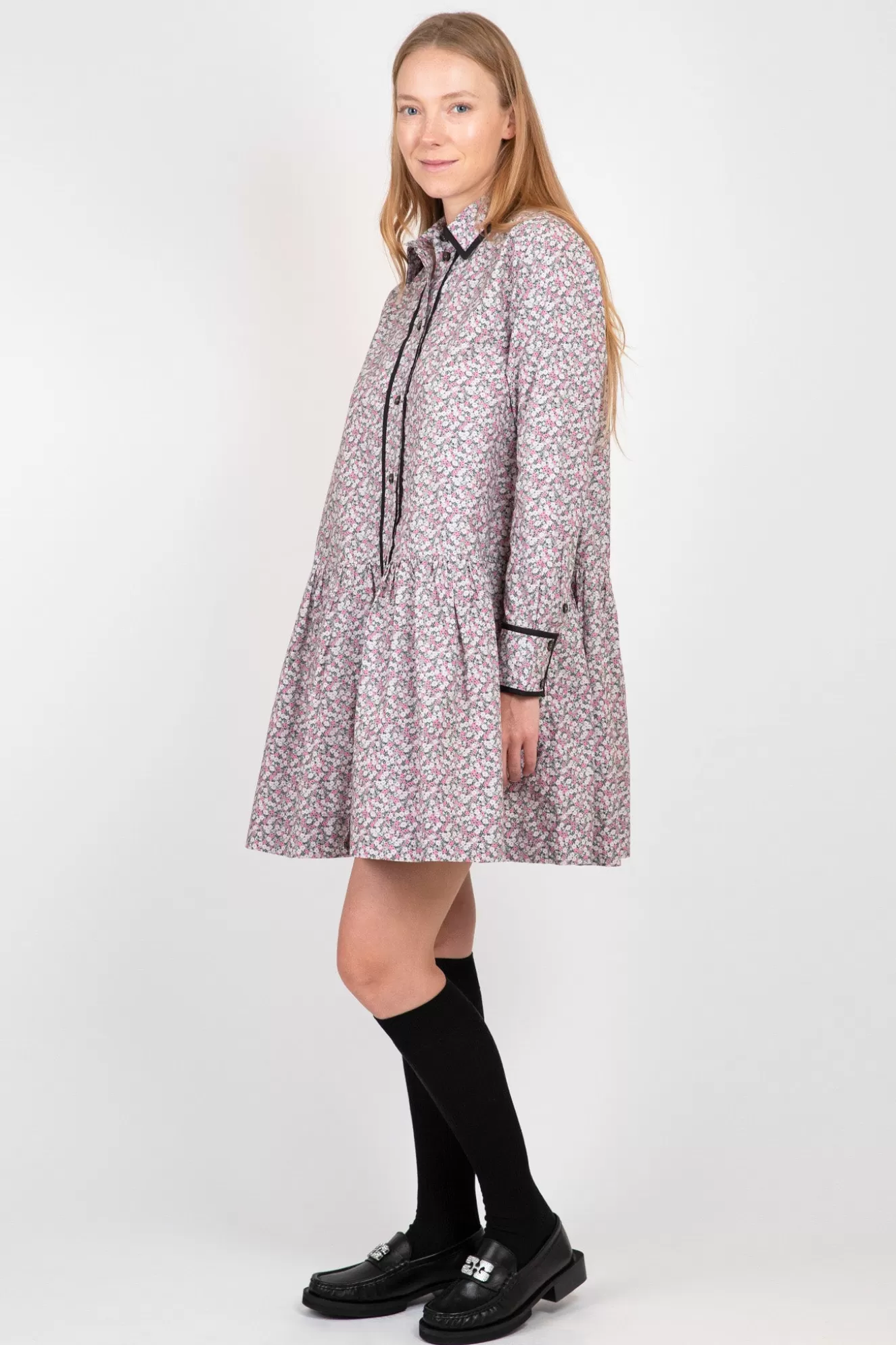 Outlet Printed Cotton Mini Shirt Dress Skirts & Dresses