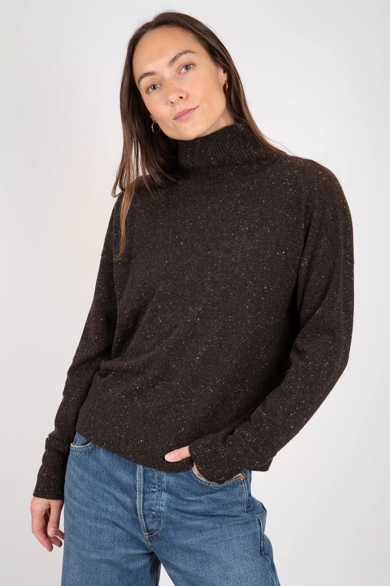 Cheap Relaxed Mock Neck Sweater Sweaters & Knits