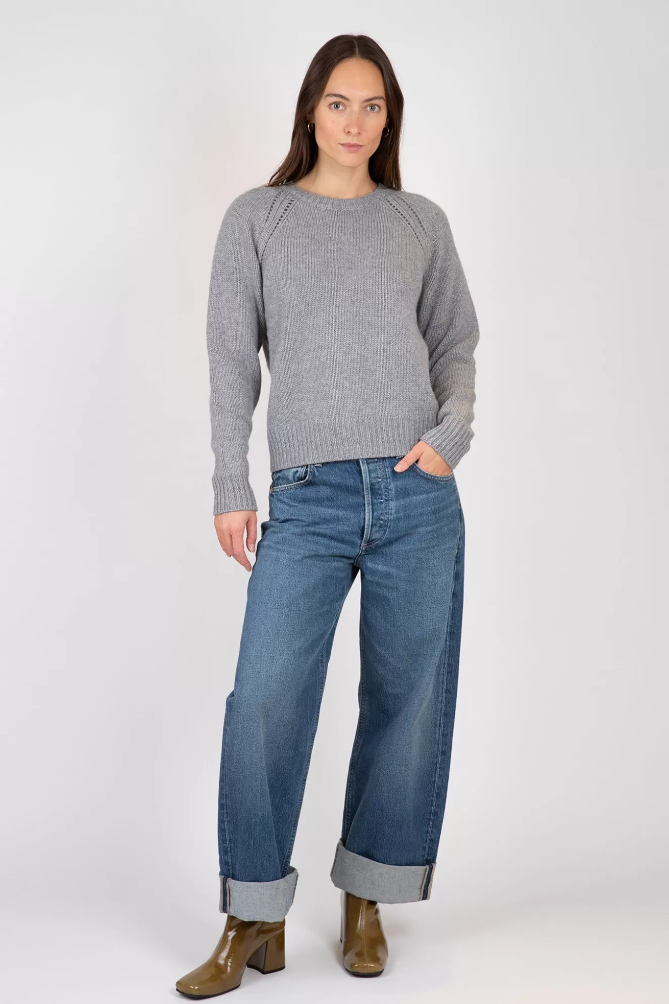 Fashion Relaxed Open Raglan Crew Sweaters & Knits