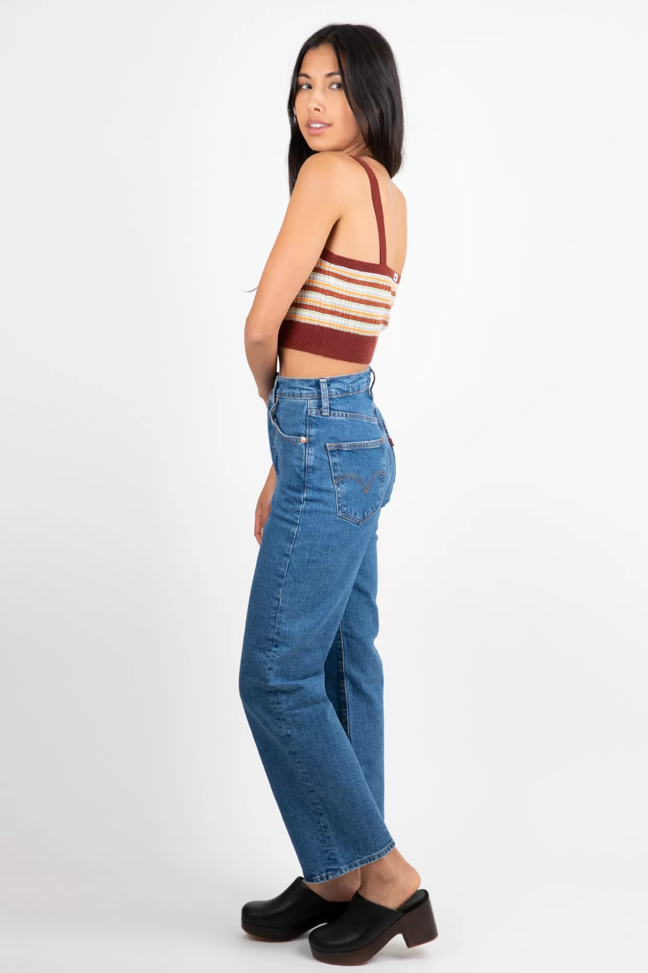 Fashion Ribcage Straight Ankle Jeans Denim