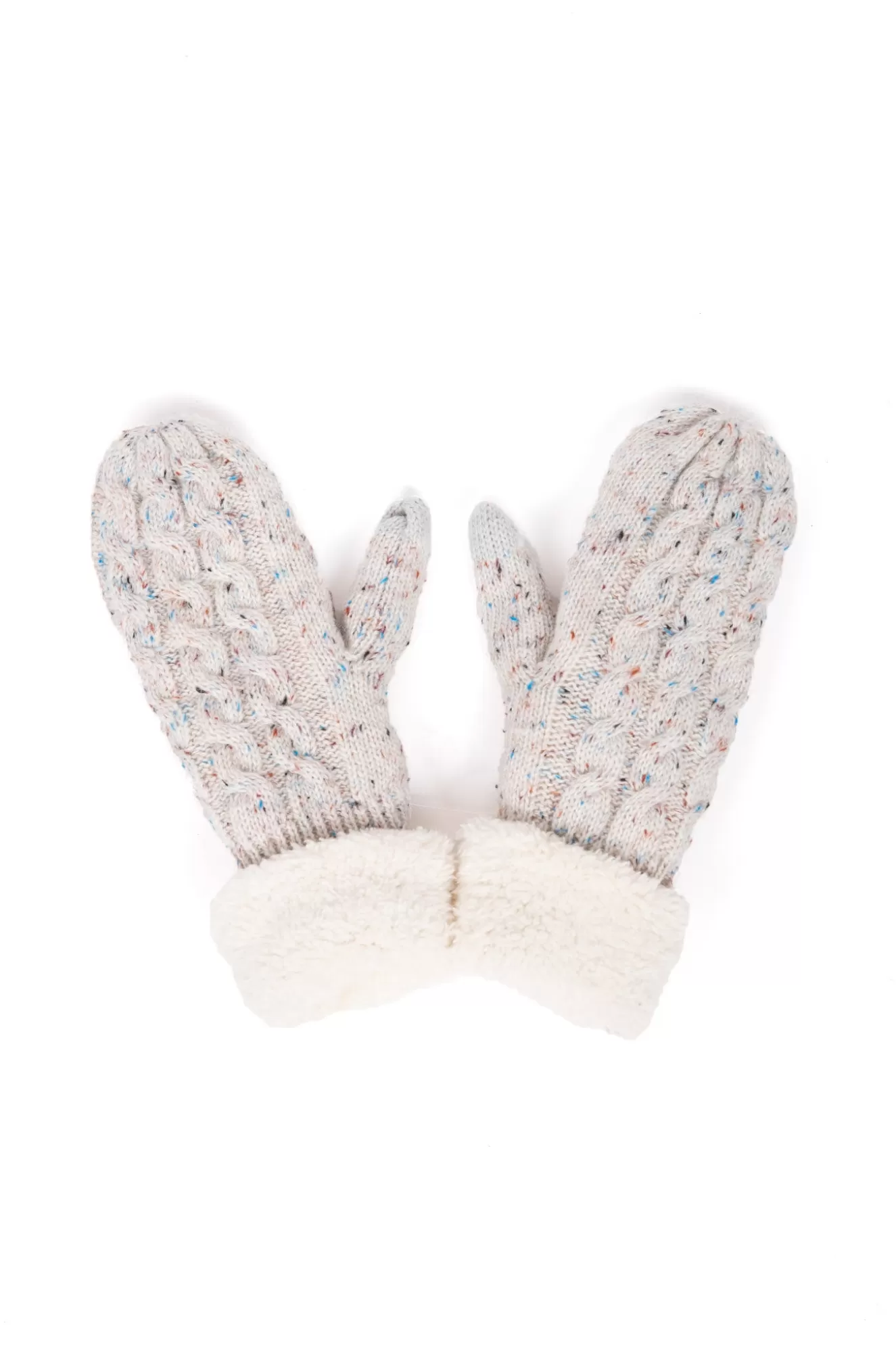 Clearance Sherpa Cable Knit Mittens Scarves & Gloves