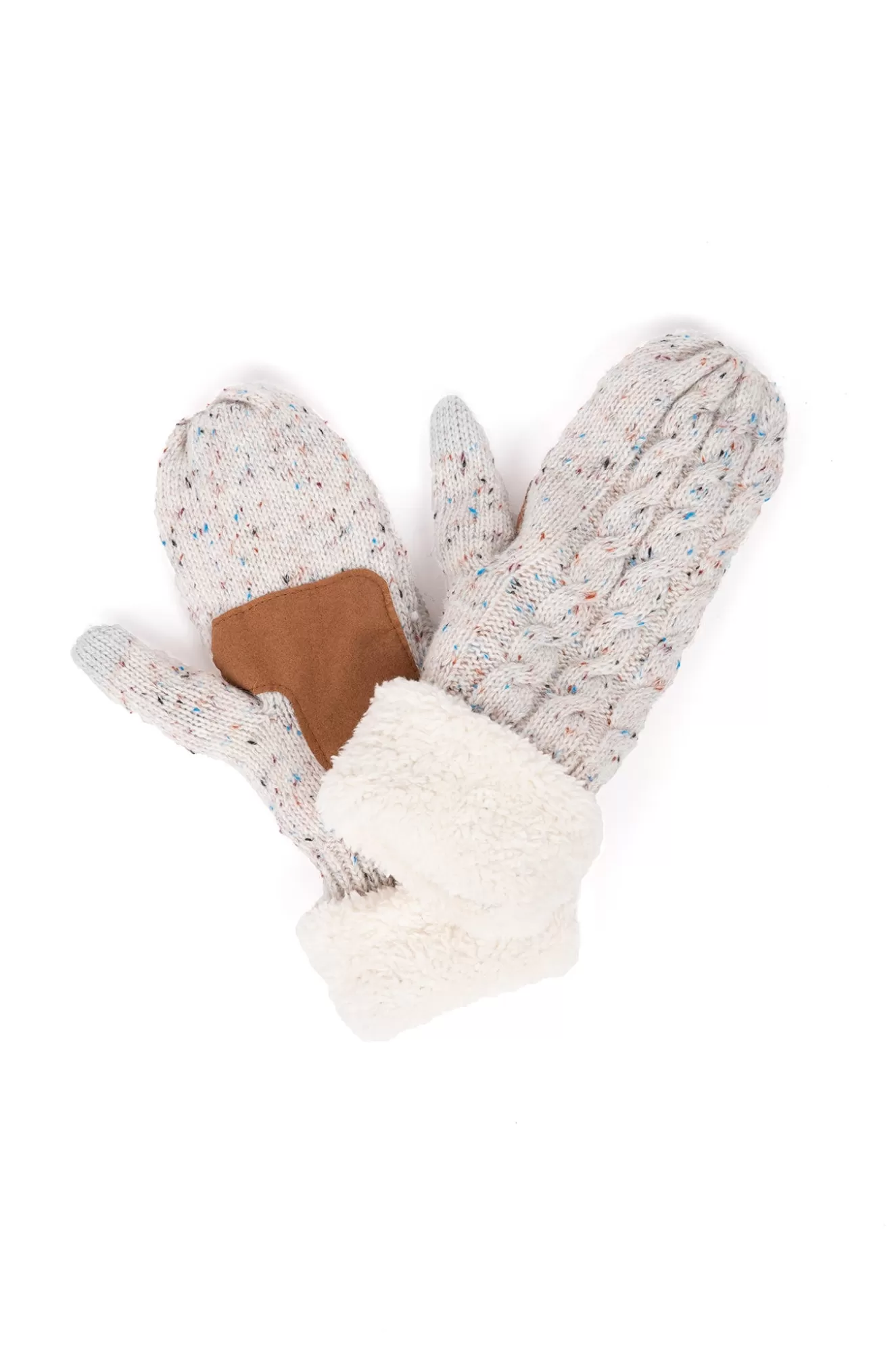 Clearance Sherpa Cable Knit Mittens Scarves & Gloves