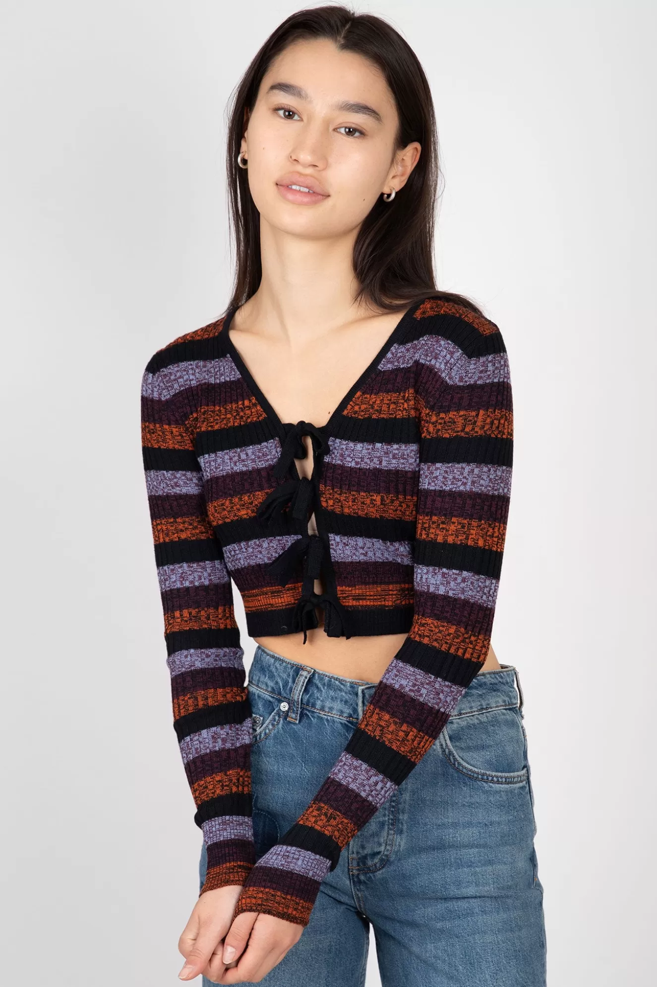 New Striped Merino Rib Cropped Cardigan Sweaters & Knits