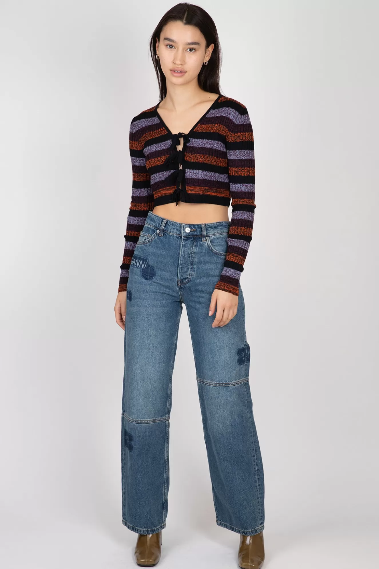 New Striped Merino Rib Cropped Cardigan Sweaters & Knits