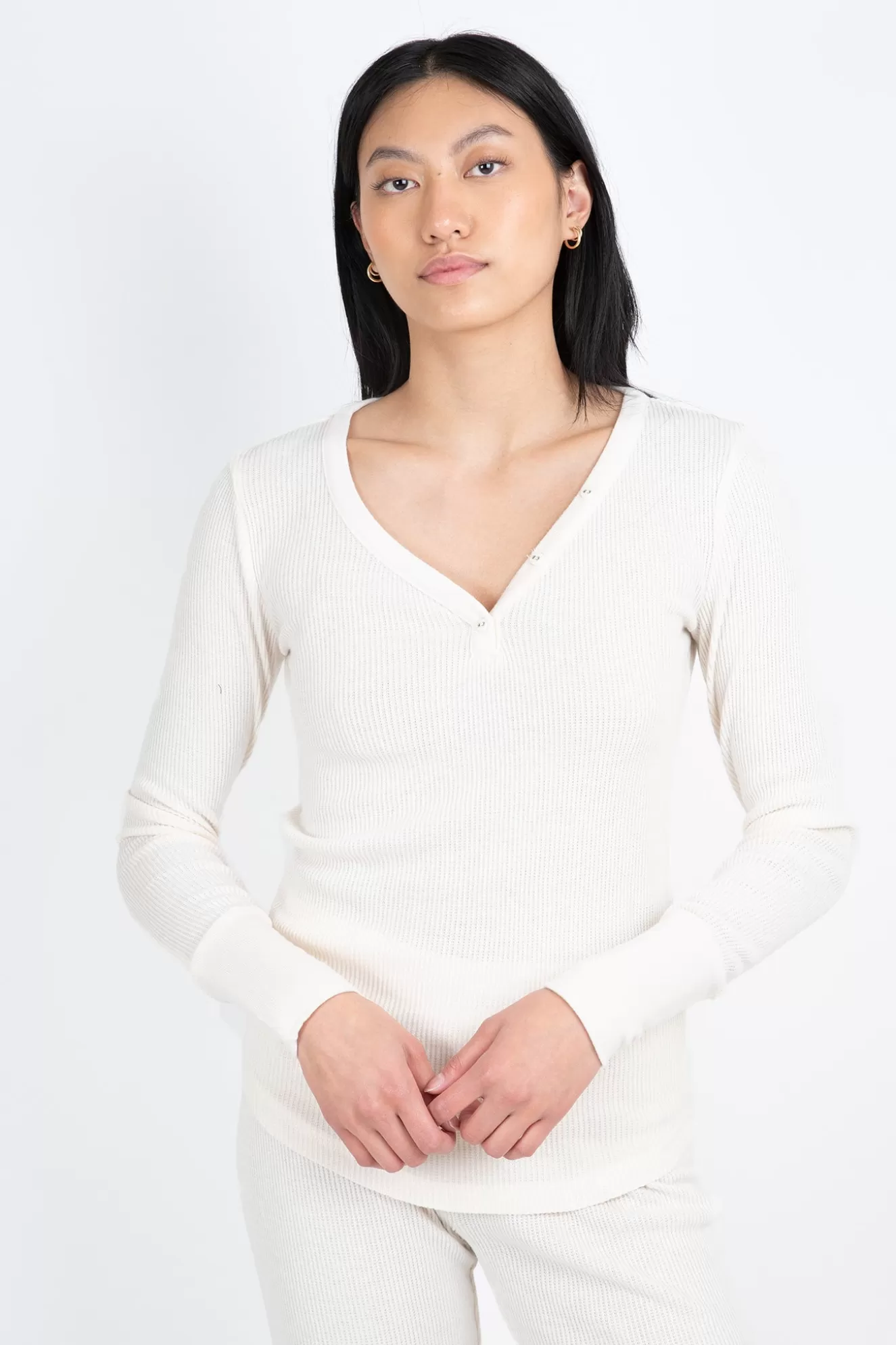 Clearance Textured Essentials Long Sleeve Top Sleepwear