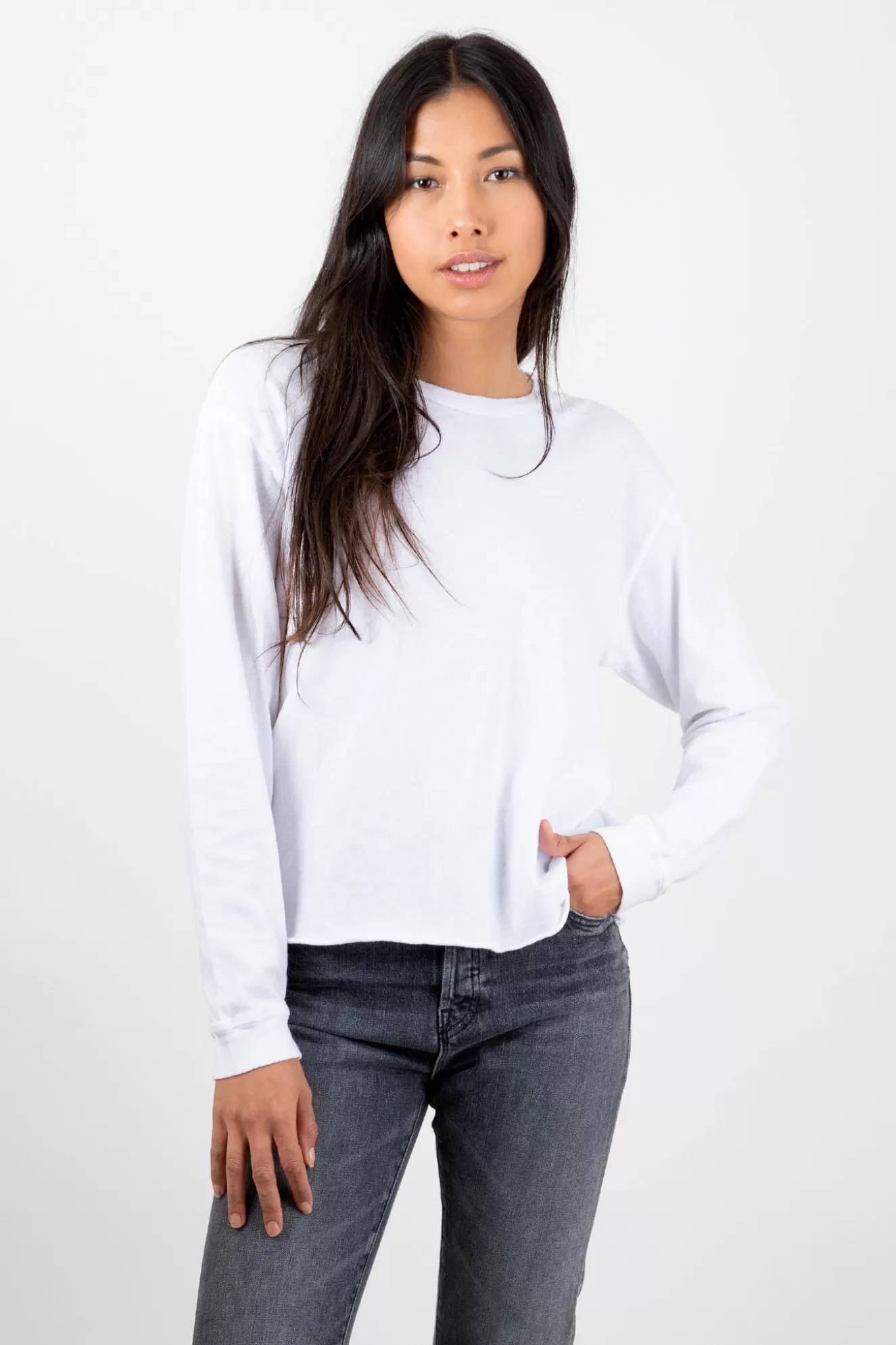 Cheap The Long Sleeve Slouchy Cut Off T-Shirts